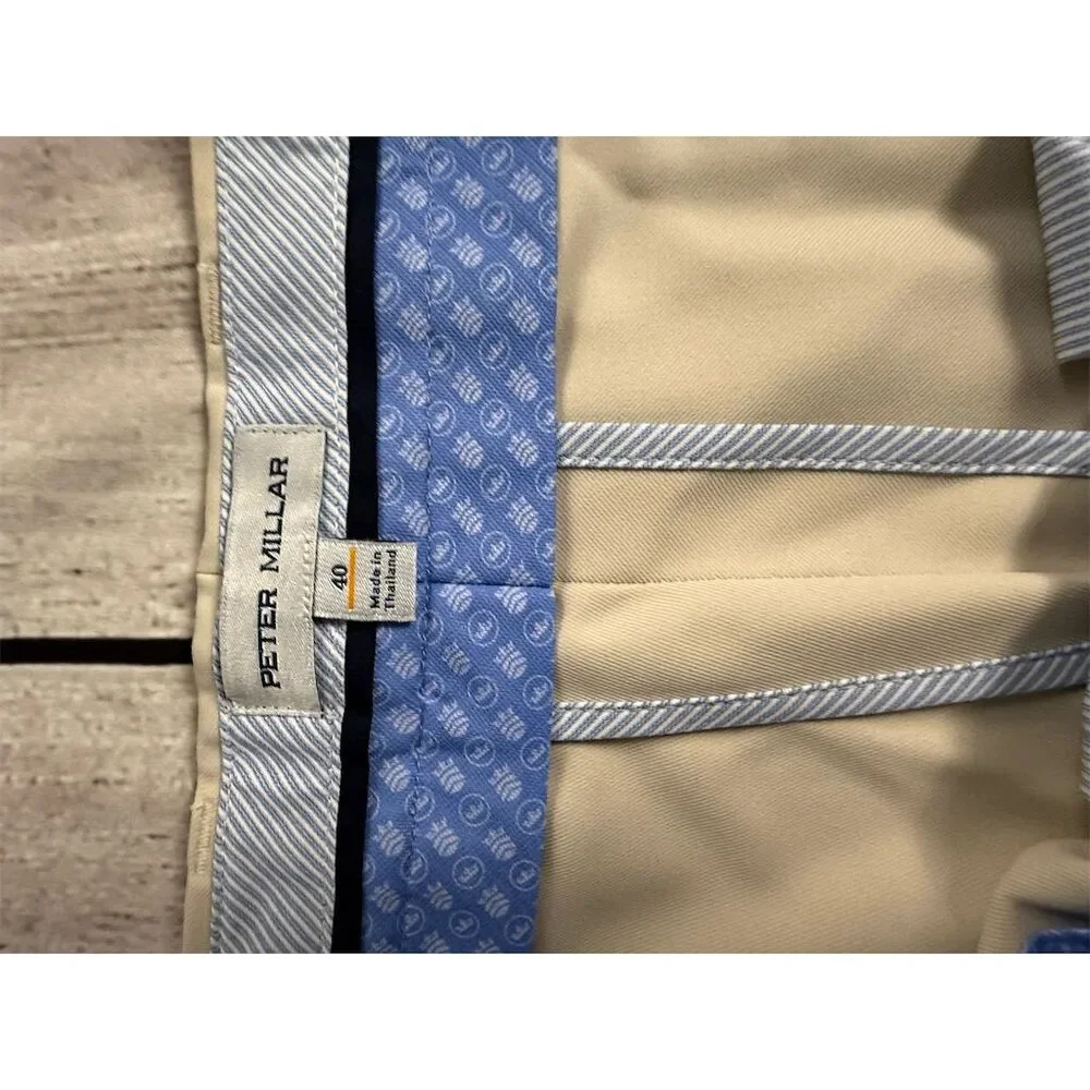 Peter Millar Men's Chino Shorts Size 40 Beige Casual Modern Fit